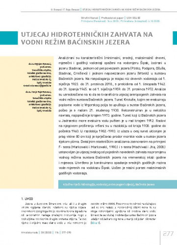 Utjecaj hidrotehničkih zahvata na vodni režim Baćinskih jezera / Ognjen Bonacci, Tanja Roje-Bonacci.