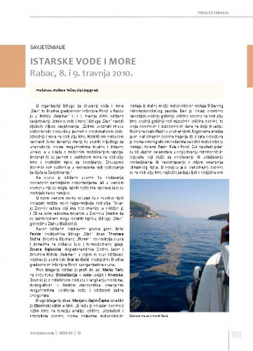 Savjetovanje "Istarske vode i more", Rabac, 8.-9. travnja 2010..Pregled zbivanja / Božena Tušar