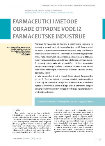 Farmaceutici i metode obrade otpadne vode iz farmaceutske industrije / Stanka Zrnčević1.