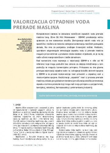 Valorizacija otpadnih voda prerade maslina / Stanka Zrnčević1. 