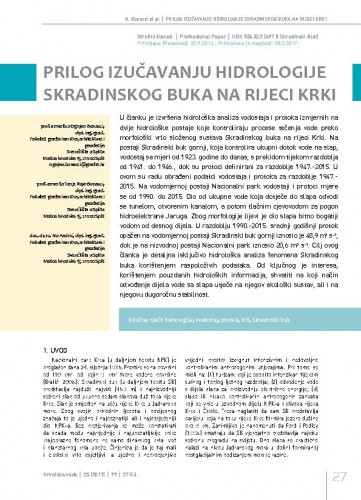 Prilog izučavanju hidrologije Skradinskog buka na rijeci Krki / Ognjen Bonacci1, Tanja Roje-Bonacci1, Ivo Andrić1.