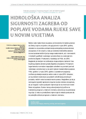 Hidrološka analiza sigurnosti Zagreba od poplave vodama rijeke Save u novim uvjetima / Ognjen Bonacci1*, Dijana Oskoruš2.