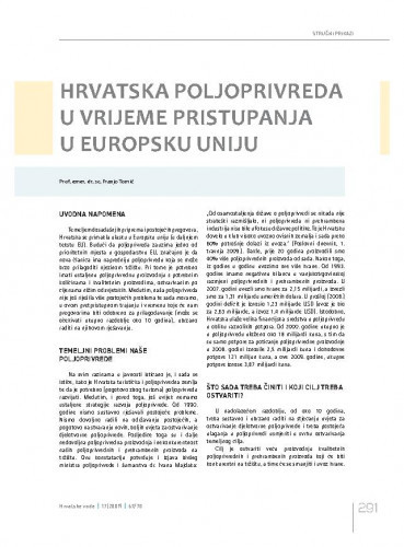 Hrvatska poljoprivreda u vrijeme pristupanja u Europsku uniju.Stručni prikazi / Franjo Tomić