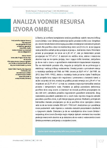 Analiza vodnih resursa Omble / Ognjen Bonacci1, Manon Fumet2, Robert Šakić-Trogrlić3.