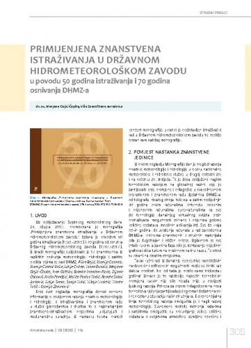 Primijenjena znanstvena istraživanja u Državnom hidrometeorološkom zavodu.Stručni prikazi / Marjana Gajić-Čapka