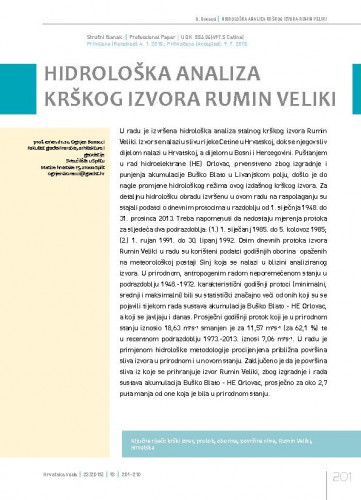 Hidrološka analiza krškog izvora Rumin Veliki / Ognjen Bonacci1.