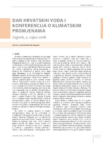 Dan Hrvatskih voda i Konferencija o klimatskim promjenama, Zagreb, 7. rujna 2018..Pregled zbivanja / Josip Marušić