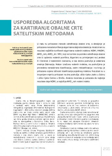 Usporedba algoritama za kartiranje obalne crte satelitskim metodama  / Prof. dr.sc. Tea Duplančić Leder1, Doc. dr. sc. Nenad Leder2.