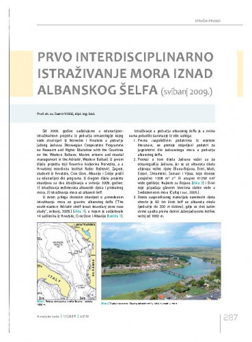 Prvi interdisciplinarno istraživanje mora iznad albanskog šelfa (svibanj 2009.).Stručni prikazi / Damir Viličić