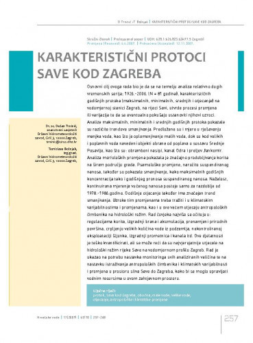 Karakteristični protoci Save kod Zagreba / Dušan Trninić1*, Tomislava Bošnjak1.