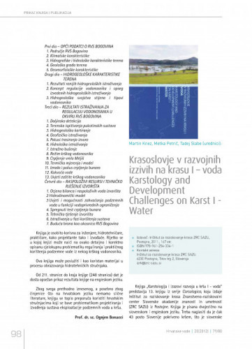 Krasoslovje v razvojnihizzivih na krasu I - voda Karstology and Development Challenges on Karst I - Water