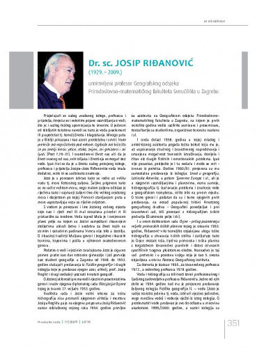 dr. sc. Josip Riđanović (1929.-2009.).In memoriam / Mate Matas