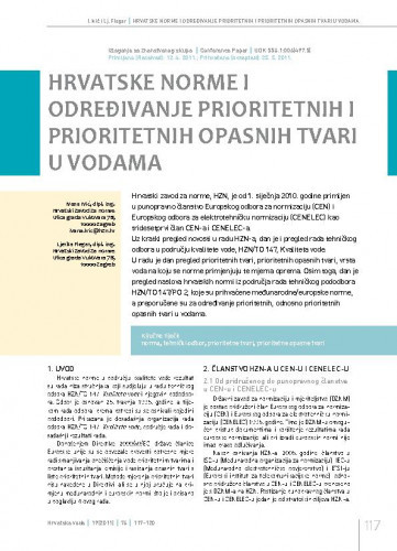 Hrvatske norme i određivanje prioritetnih opasnih tvari u vodama / Ivana Ivić1*, Ljerka Flegar1.