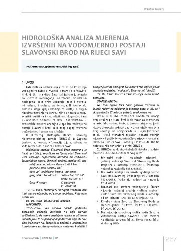 Hidrološka analiza mjerenja izvršenih na vodomjernoj postaji Slavonski Brod na rijeci Savi.Stručni prikazi / Ognjen Bonacci