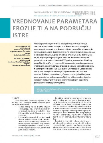 Vrednovanje parametara erozije tla na području Istre / Danko Holjević1*, Josip Petraš2.