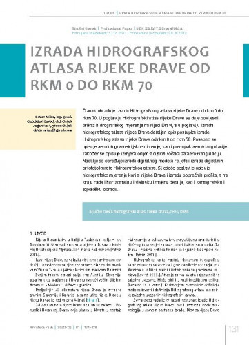 Izrada hidrografskog atlasa rijeke Drave od rkm 0 do rkm 70 / Davor Milas1*.