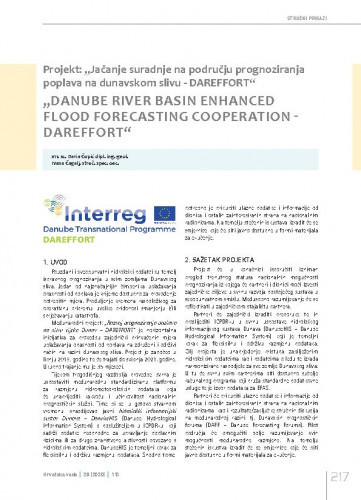 Projekt: „Jačanje suradnje na području prognoziranja poplava na Dunavskom slivu  - DAREFFORT“.Stručni prikazi / Daria Čupić, Ivana Čagalj