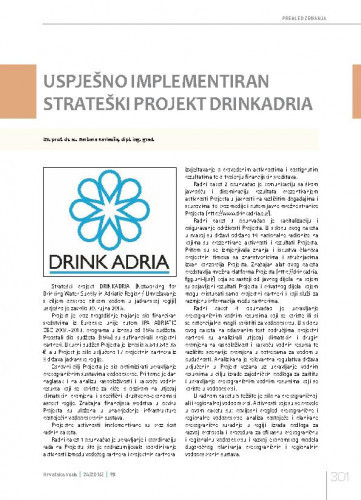 Uspješno implementiran strateški projekt DRINKADRIA.Pregled zbivanja / Barbara Karleuša