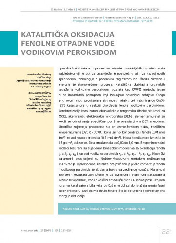 Katalitička oksidacija fenolne otpadne vode vodikovim peroksidom / Karolina Maduna1, Stanka Zrnčević2.