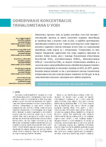 Određivanje koncentracije trihalometana u vodi / Dragana Dogančić, Anita Ptiček Siročić, Nikola Sakač, Tomislav Romić, Irena Tomiek.