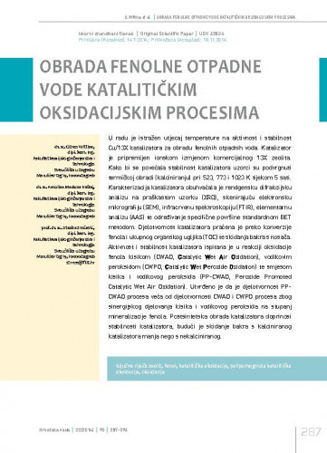 Obrada fenolne otpadne vode katalitičkim oksidacijskim procesima / Ozren Wittine1, Karolina Maduna Valkaj1, Stanka Zrnčević1.