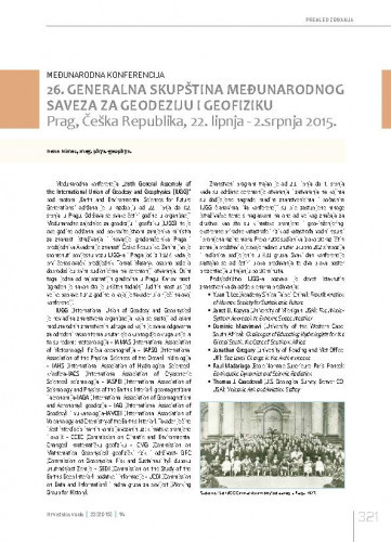 26. generalna skupština međunarodnog saveza za geodeziju i geofiziku, Prag, Češka Republika, 22. lipnja - 2.srpnja 2015..Pregled zbivanja / Irena Nimac