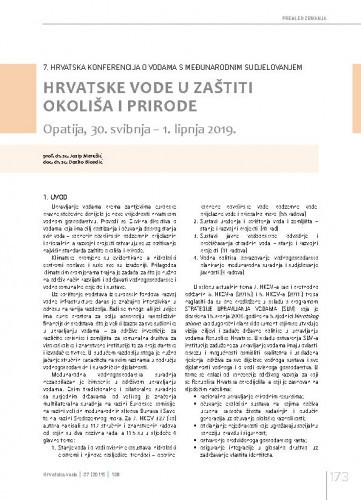 7. hrvatska konferencija o vodama s međunarodnim sudjelovanjem „Hrvatske vode u zaštiti okoliša i prirode“, Opatija, 30. svibnja – 1. lipnja 2019..Pregled zbivanja / Josip Marušić, Danko Biondić