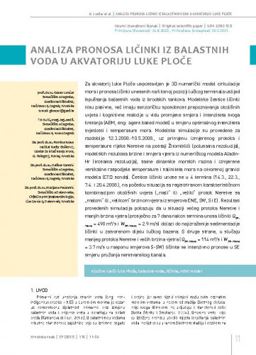 Analiza pronosa ličinki iz balastnih voda u akvatoriju luke Ploče / Goran Lončar, Tin Kulić, Romina Kraus, Dalibor Carević, Marijana Pećarević. 