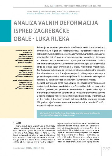 Analiza valnih deformacija ispred Zagrebačke obale – Luka Rijeka / Goran Lončar1, Dalibor Carević1, Marin Paladin1. 