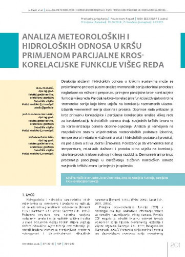 Analiza meteoroloških i hidroloških odnosa u kršu primjenom parcijalne kros-korelacijske funkcije višeg reda / Ana Kadić1, Vesna Denić-Jukić1, Damir Jukić1. 